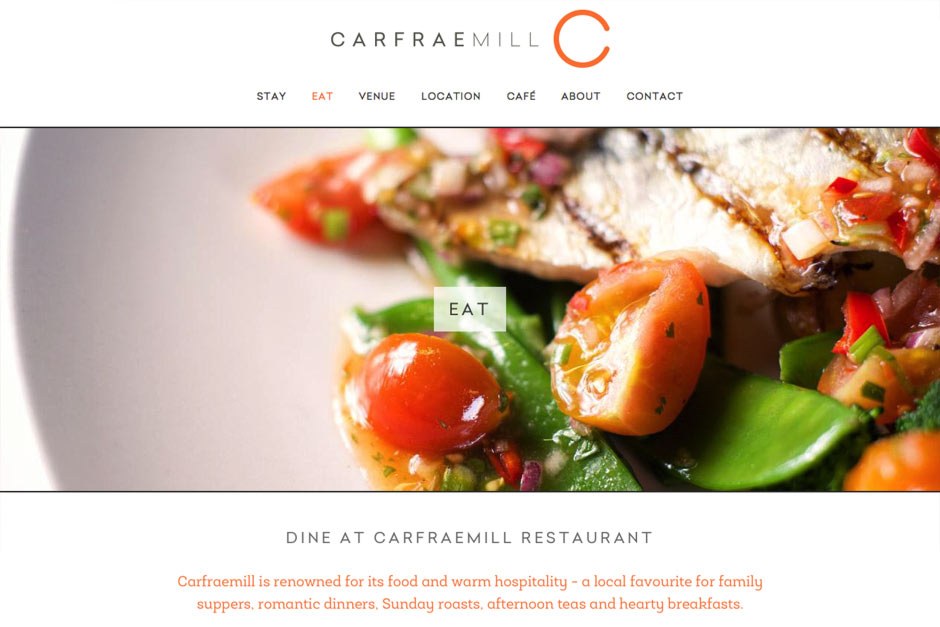 Website and photography for Carfraemill Hotel and restaurant in the Scottish Borders