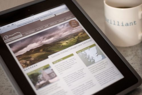 Eastside Cottages website, as viewed through an iPad